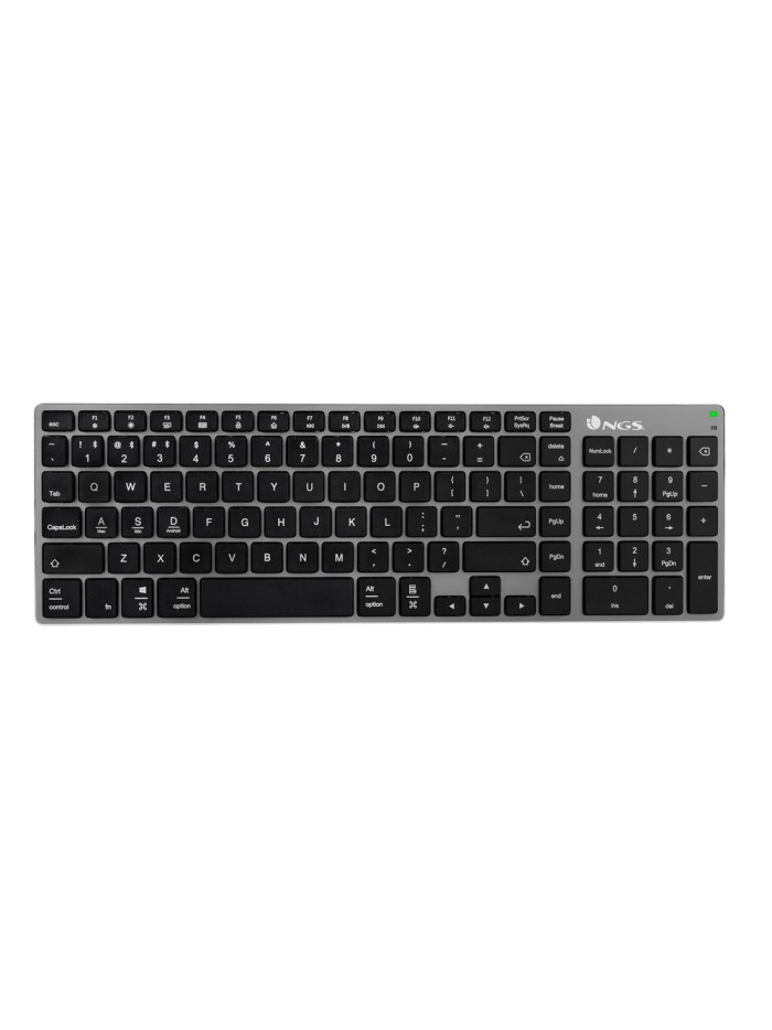 Teclado ngs fortune multimode inalambrico 12 teclas multimedia color aluminio 364x116x14 mm Teclado ngs fortune multimode inalambrico 12 teclas multimedia color aluminio 364x116x14 mm