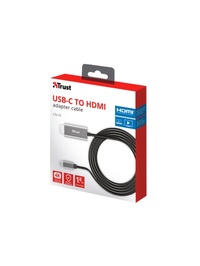 Cable trust calyx adaptador usb-c a hdmi longitud 1,8 m color negro