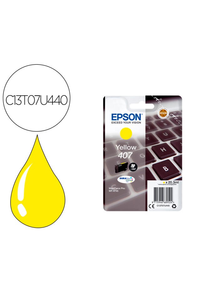 Ink-jet epson 407l clavier wf-4745 series amarillo 1900 paginas Ink-jet epson 407l clavier wf-4745 series amarillo 1900 paginas