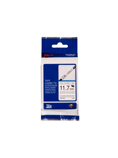 Cinta brother hse 231 termoretractible 11,7 mm negro/blanco