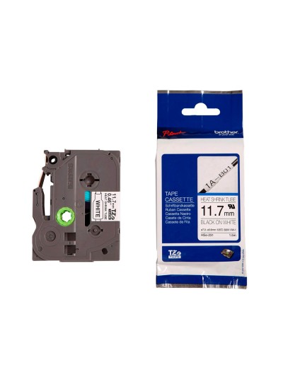 Cinta brother hse 231 termoretractible 11,7 mm negro/blanco