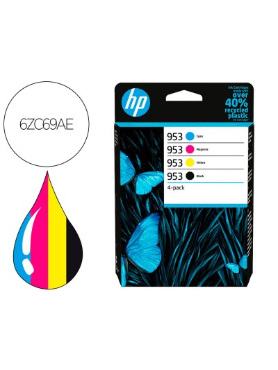 Ink-jet hp 953 bk/cmy 6zc69ae multipack negro/ cian / magenta / amarillo. negro 900 pag. y colores 630 pag.