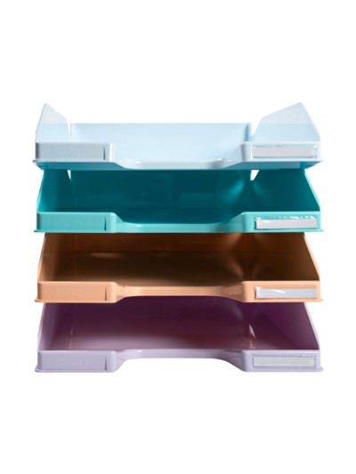 Bandeja sobremesa exacompta plastico aquarel set de 4 bandejas combo midi colores pastel 346x225x243 mm