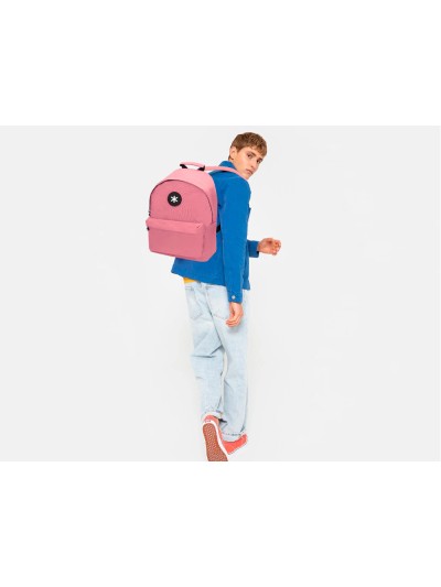 Cartera antartik mochila con asa y bolsillos con cremallera color coral 310x160x410 mm