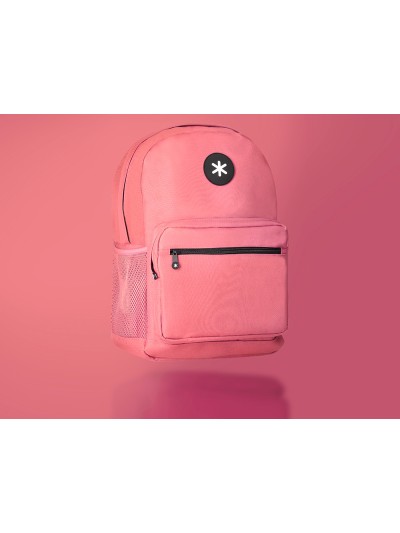 Cartera antartik mochila con asa y bolsillo frontal concremallera color coral 320x140x430 mm