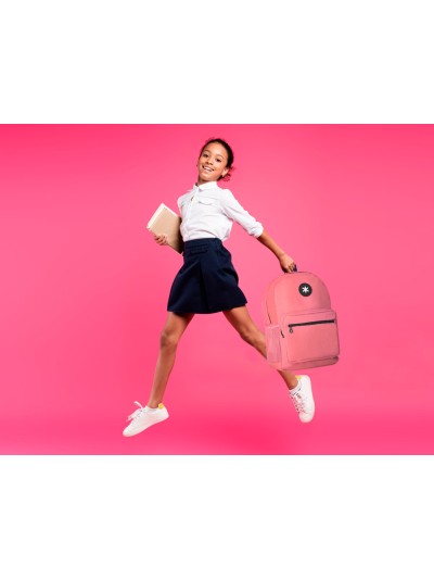 Cartera antartik mochila con asa y bolsillo frontal concremallera color coral 320x140x430 mm