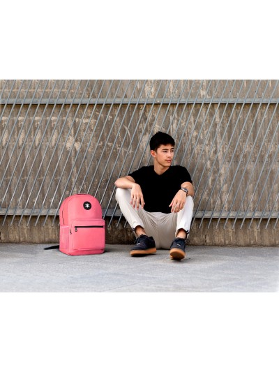 Cartera antartik mochila con asa y bolsillo frontal concremallera color coral 320x140x430 mm