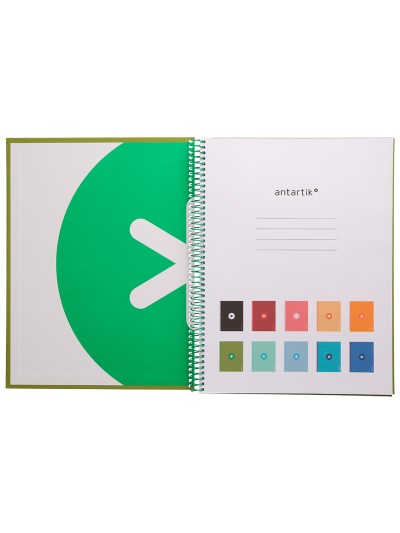 Cuaderno espiral a4 micro antartik tapa forrada80h 90 gr horizontal 1 banda 4 taladros color verde