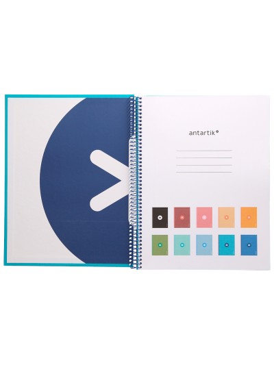 Cuaderno espiral a4 micro antartik tapa forrada80h 90 gr horizontal 1 banda 4 taladros color turquesa