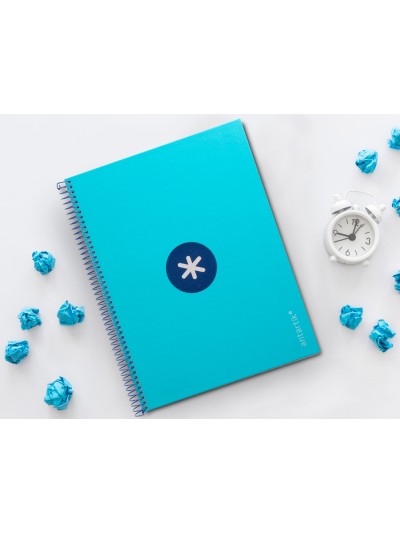 Cuaderno espiral a4 micro antartik tapa forrada80h 90 gr horizontal 1 banda 4 taladros color turquesa