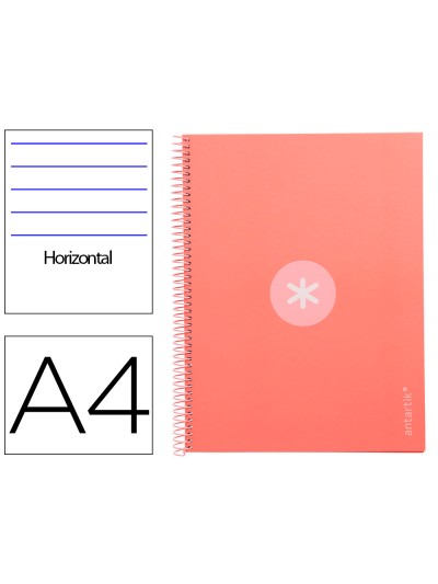 Cuaderno espiral a4 micro antartik tapa forrada80h 90 gr horizontal 1 banda 4 taladros color rosa claro