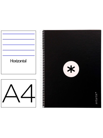 Cuaderno espiral a4 micro antartik tapa forrada80h 90 gr horizontal 1 banda 4 taladros color negro