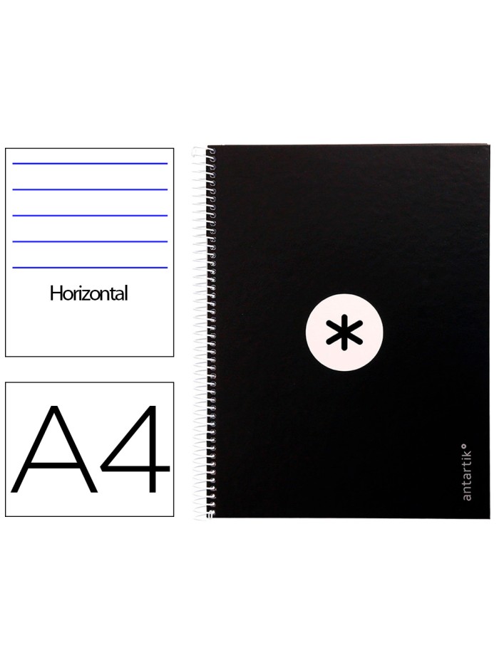 Cuaderno espiral a4 micro antartik tapa forrada80h 90 gr horizontal 1 banda 4 taladros color negro Cuaderno espiral a4 micro antartik tapa forrada80h 90 gr horizontal 1 banda 4 taladros color negro