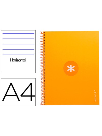 Cuaderno espiral a4 micro antartik tapa forrada80h 90 gr horizontal 1 banda 4 taladros color mostaza