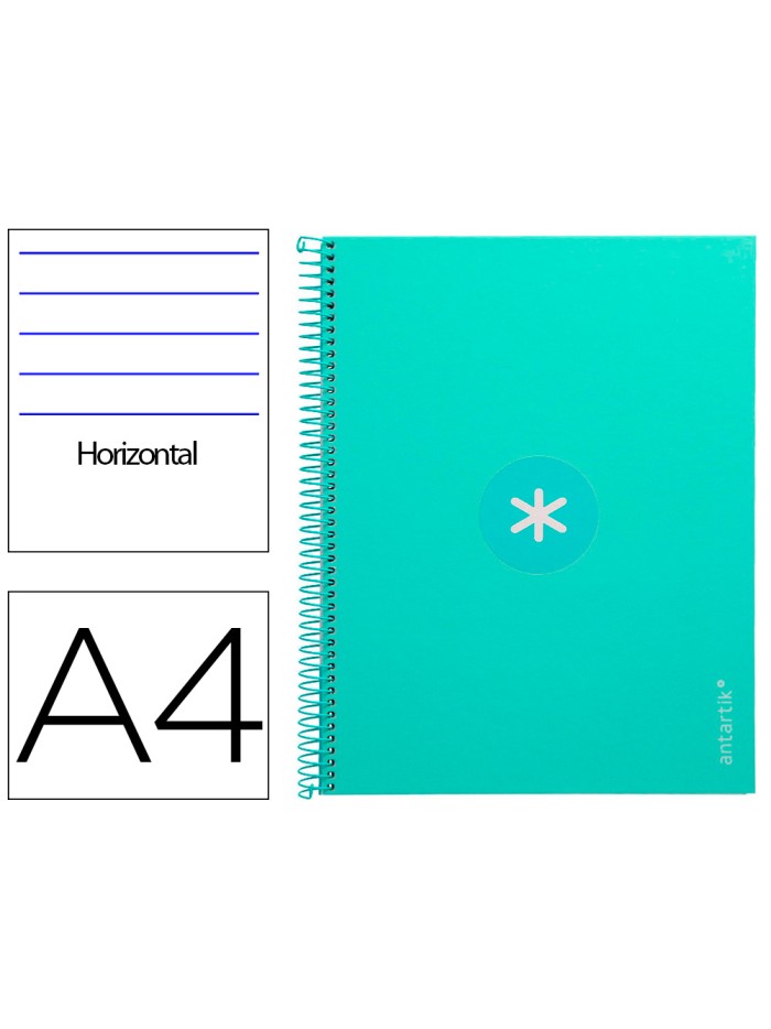 Cuaderno espiral a4 micro antartik tapa forrada80h 90 gr horizontal 1 banda 4 taladros color menta Cuaderno espiral a4 micro antartik tapa forrada80h 90 gr horizontal 1 banda 4 taladros color menta