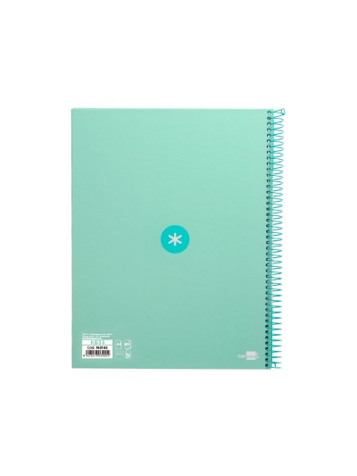 Cuaderno espiral a4 micro antartik tapa forrada80h 90 gr horizontal 1 banda 4 taladros color menta