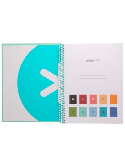 Cuaderno espiral a4 micro antartik tapa forrada80h 90 gr horizontal 1 banda 4 taladros color menta