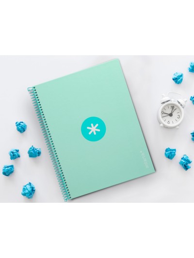 Cuaderno espiral a4 micro antartik tapa forrada80h 90 gr horizontal 1 banda 4 taladros color menta