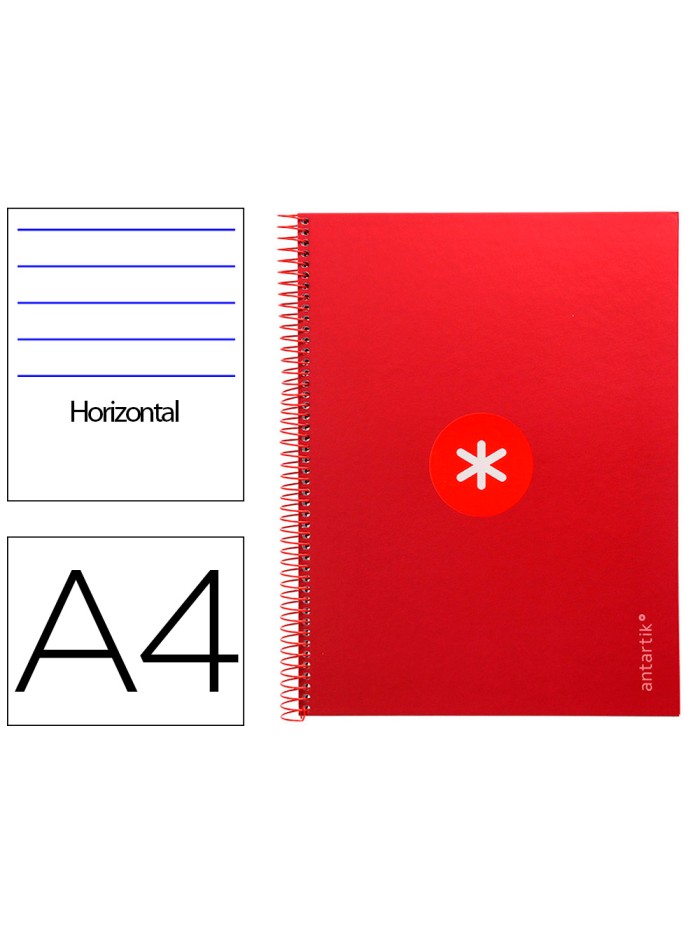 Cuaderno espiral a4 micro antartik tapa forrada80h 90 gr horizontal 1 banda 4 taladros color frambuesa Cuaderno espiral a4 micro antartik tapa forrada80h 90 gr horizontal 1 banda 4 taladros color frambuesa