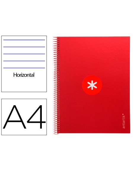Cuaderno espiral a4 micro antartik tapa forrada80h 90 gr horizontal 1 banda 4 taladros color frambuesa