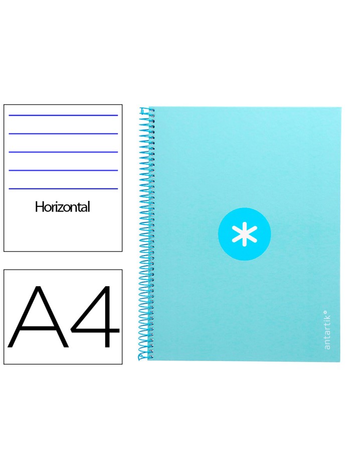 Cuaderno espiral a4 micro antartik tapa forrada80h 90 gr horizontal 1 banda 4 taladros color celeste Cuaderno espiral a4 micro antartik tapa forrada80h 90 gr horizontal 1 banda 4 taladros color celeste