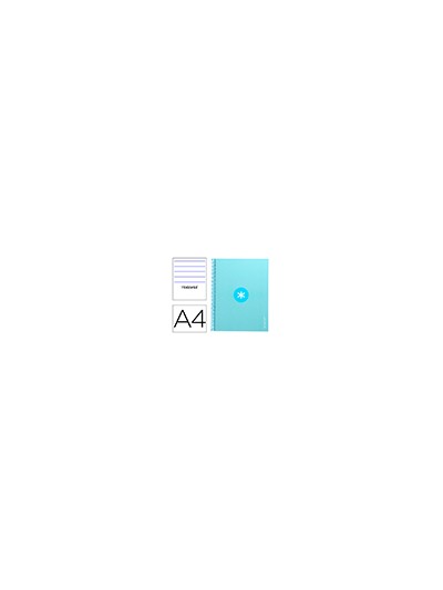 Cuaderno espiral a4 micro antartik tapa forrada80h 90 gr horizontal 1 banda 4 taladros color celeste