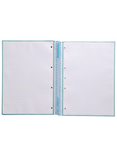 Cuaderno espiral a4 micro antartik tapa forrada80h 90 gr horizontal 1 banda 4 taladros color celeste