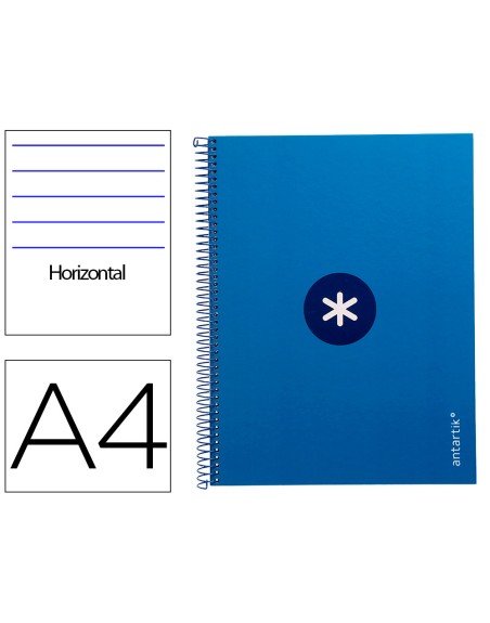 Cuaderno espiral a4 micro antartik tapa forrada80h 90 gr horizontal 1 banda 4 taladros color azul oscuro