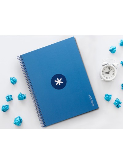 Cuaderno espiral a4 micro antartik tapa forrada80h 90 gr horizontal 1 banda 4 taladros color azul oscuro