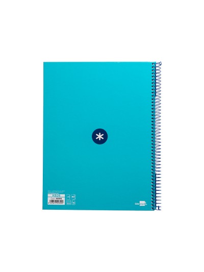 Cuaderno espiral a4 micro antartik tapa forrada 80h 90 gr cuadro 5mm 1 banda 4 taladros turquesa
