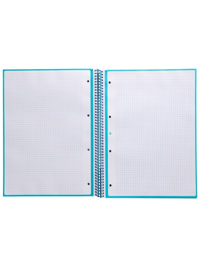 Cuaderno espiral a4 micro antartik tapa forrada 80h 90 gr cuadro 5mm 1 banda 4 taladros turquesa