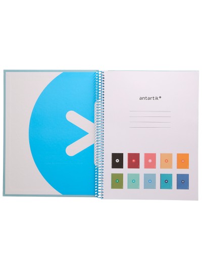 Cuaderno espiral a4 micro antartik tapa forrada 80h 90 gr cuadro 5mm 1 banda 4 taladros celeste