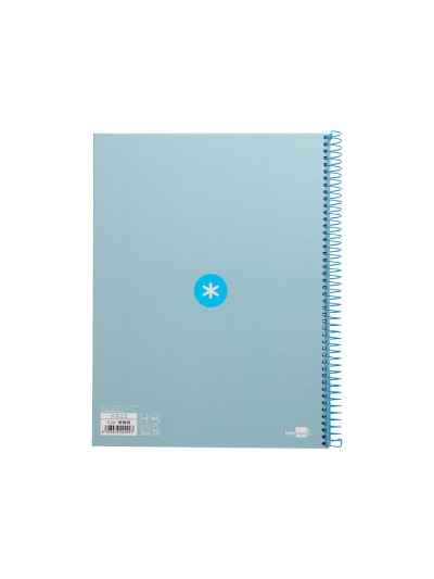Cuaderno espiral a4 micro antartik tapa forrada 80h 90 gr cuadro 5mm 1 banda 4 taladros celeste