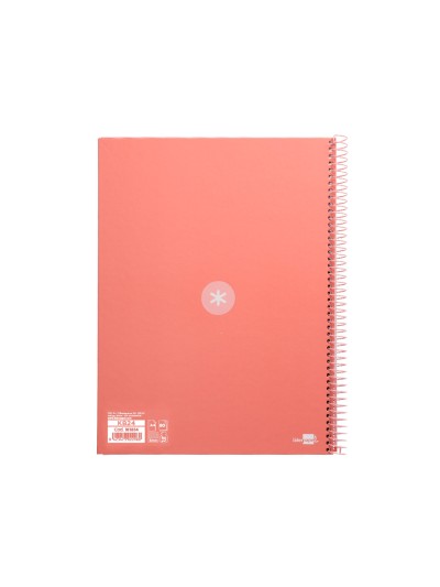 Cuaderno espiral a4 micro antartik tapa forrada 80h 90 gr cuadro 5mm 1 banda 4 taladros rosa claro