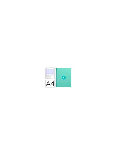 Cuaderno espiral a4 micro antartik tapa forrada 80h 90 gr cuadro 5mm 1 banda 4 taladros menta