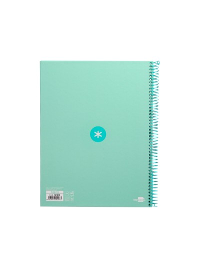 Cuaderno espiral a4 micro antartik tapa forrada 80h 90 gr cuadro 5mm 1 banda 4 taladros menta