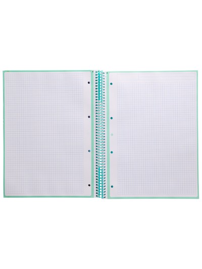 Cuaderno espiral a4 micro antartik tapa forrada 80h 90 gr cuadro 5mm 1 banda 4 taladros menta