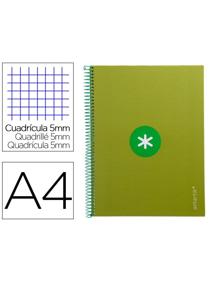Cuaderno espiral a4 micro antartik tapa forrada 80h 90 gr cuadro 5mm 1 banda 4 taladros verde Cuaderno espiral a4 micro antartik tapa forrada 80h 90 gr cuadro 5mm 1 banda 4 taladros verde