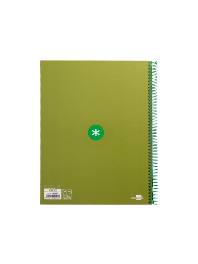 Cuaderno espiral a4 micro antartik tapa forrada 80h 90 gr cuadro 5mm 1 banda 4 taladros verde