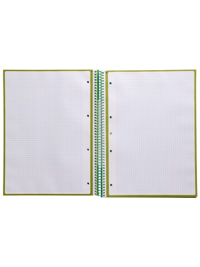 Cuaderno espiral a4 micro antartik tapa forrada 80h 90 gr cuadro 5mm 1 banda 4 taladros verde