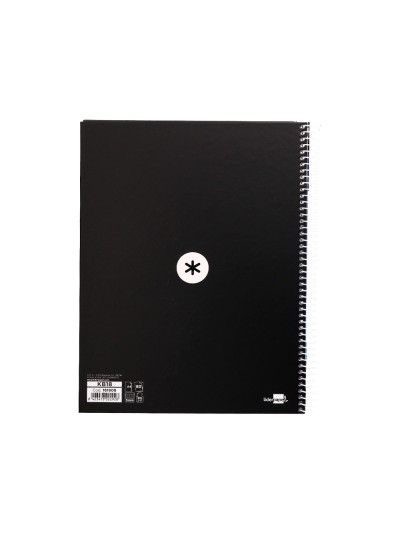 Cuaderno espiral a4 micro antartik tapa forrada 80h 90 gr cuadro 5mm 1 banda 4 taladros negro