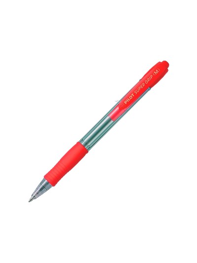 Boligrafo pilot super grip retractil sujecion de caucho tinta base de aceite en blister 1 azul + 1 rojo
