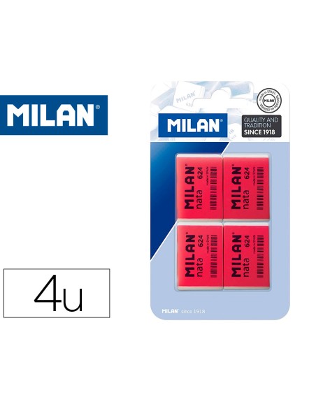 Goma de borrar milan nata 624 blister de 4 unidades