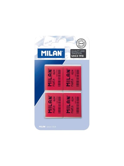 Goma de borrar milan nata 624 blister de 4 unidades