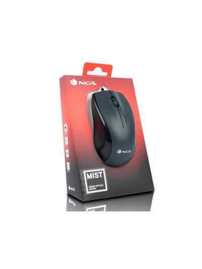 Raton ngs wired mist optico con cable 1000 dpi ambidiestros usb color negro