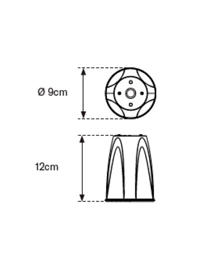 Adaptador para cono faru rojo alto 120 mm diametro 90 mm