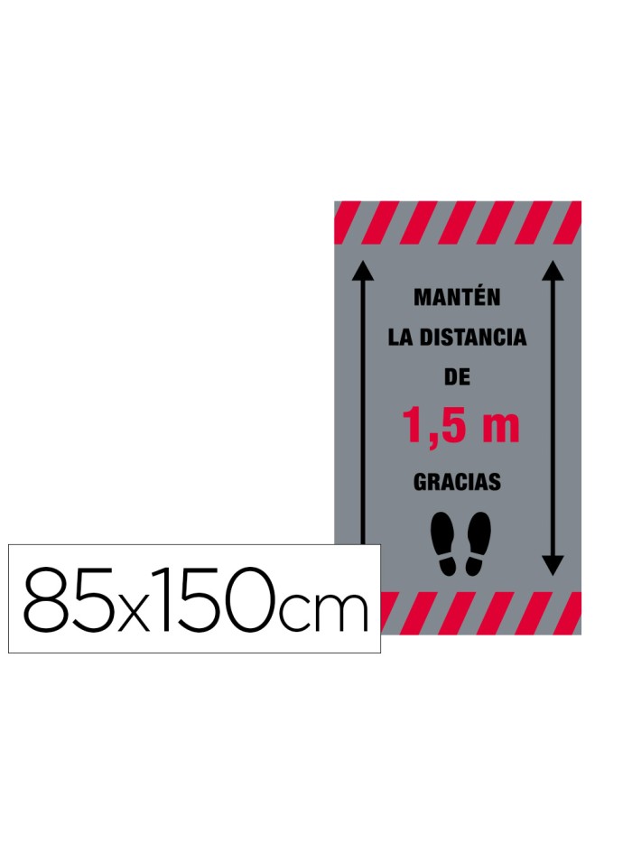 Alfombra para suelo de paso novus manten la distancia de 1,5 m gracias fondo gris 85x150 cm Alfombra para suelo de paso novus manten la distancia de 1,5 m gracias fondo gris 85x150 cm