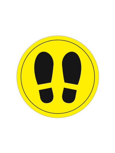 Circulo de señalizacion adhesivo apli para suelo pvc 100 mc pies color amarillo/negro diametro 30 cm