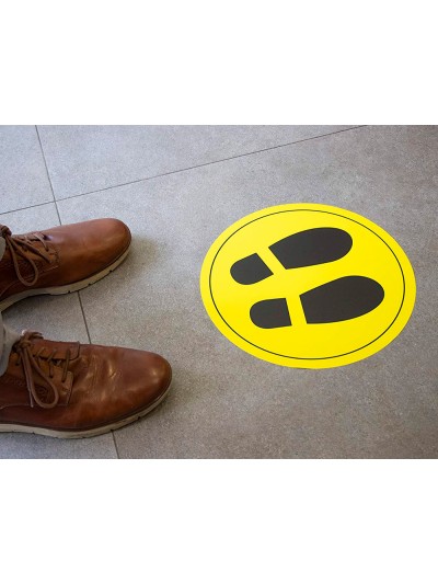 Circulo de señalizacion adhesivo apli para suelo pvc 100 mc pies color amarillo/negro diametro 30 cm