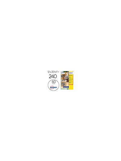 Etiqueta adhesiva avery kraft efecto carton redonda 60 mm removible para laser ink-jet caja de 300 unidades